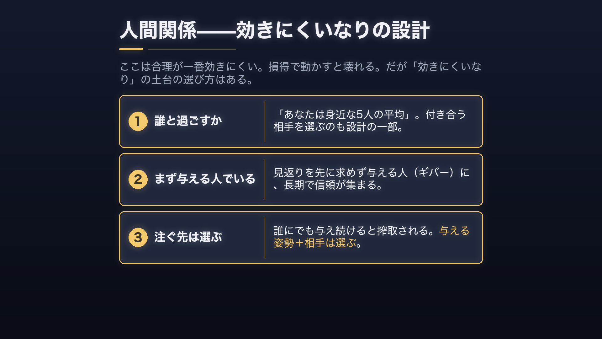 あなたは身近な5人の平均——誰といるかを選び、まず与える人でいる